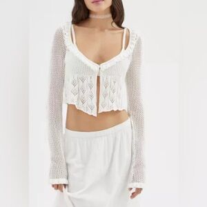 UO Lily Open-Knit Flyaway Cardigan